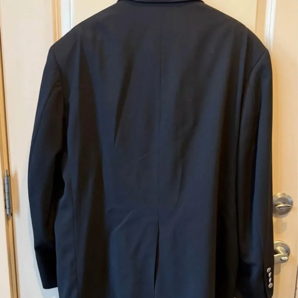 Men’s Lands’‎ End Classic Black Blazer Wool with Rayon Lining - Size 46R